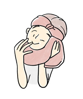 Adult girls who wrap their face in a towel and wipe it Adult girls who wrap their face in a towel and wipe it