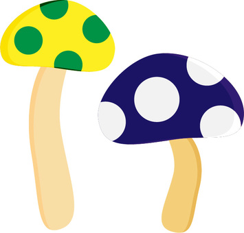 Mushroom 07 Yellow and Green Blue and White Mushroom 07 Yellow and Green Blue and White