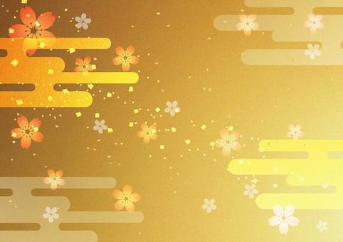 New Year _ sakura _ gold _ background New Year _ sakura _ gold _ background
