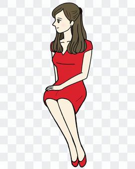 Woman sitting · profile · red Woman sitting · profile · red