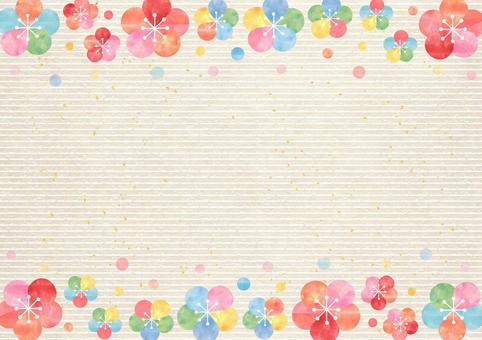 Ume _ Upper and lower frame _ Japanese paper background 1728 Ume _ Upper and lower frame _ Japanese paper background 1728