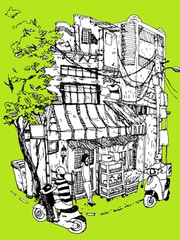 Southeast Asian street (green) Southeast Asian street (green)