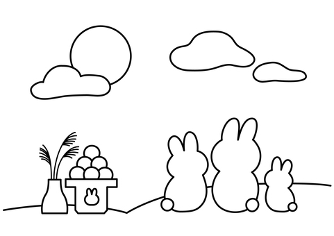 Coloring rabbit watching the moon Coloring rabbit watching the moon