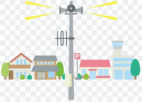 Disaster prevention radio Substation speaker in a residential area Disaster prevention radio Substation speaker in a residential area