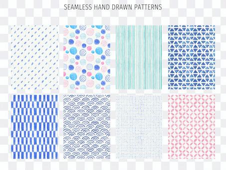 Cute hand drawn pattern background set Cute hand drawn pattern background set