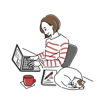 Illustration of a woman working from home Illustration of a woman working from home