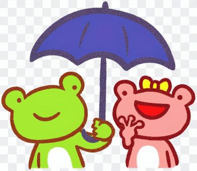 Frog each other umbrella Frog each other umbrella
