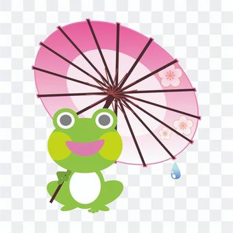 A frog marking a umbrella A frog marking a umbrella