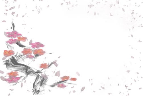 Plum blossom-horizontal writing-hagaki size Plum blossom-horizontal writing-hagaki size