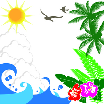 Tropical beach wave sea plant hibiscus Tropical beach wave sea plant hibiscus