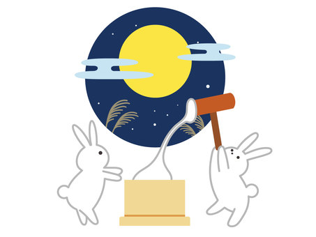 Rabbits with moon-viewing rice cakes Rabbits with moon-viewing rice cakes