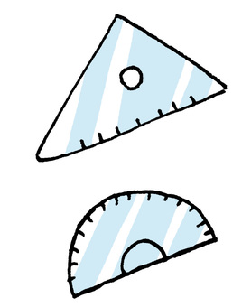 Triangular ruler and protractor Triangular ruler and protractor