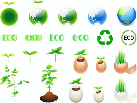 ai Eco set of earth, logo icon, and sprout ai Eco set of earth, logo icon, and sprout