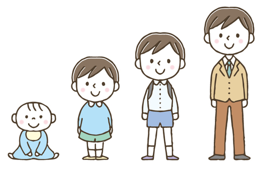 子どもの成長/男の子/かわいい/手描き 子どもの成長/男の子/かわいい/手描き