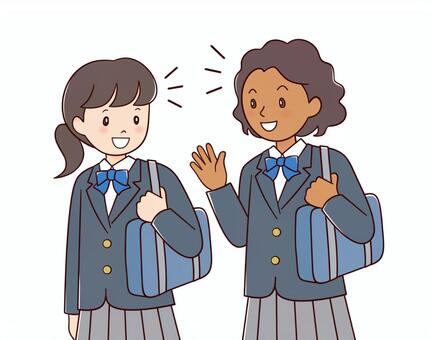 Black girl and Japanese girl Black girl and Japanese girl