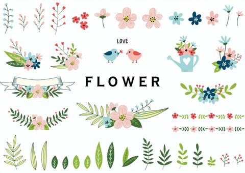 Illustration set of flowers and leaves Illustration set of flowers and leaves