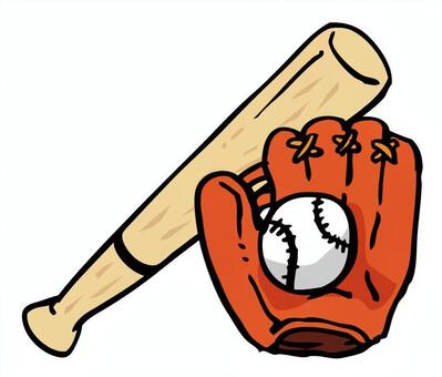 Baseball grab and ball and wooden bat 02 Baseball grab and ball and wooden bat 02