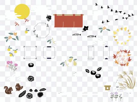 Autumn fashionable Japanese design material set 02 Autumn fashionable Japanese design material set 02