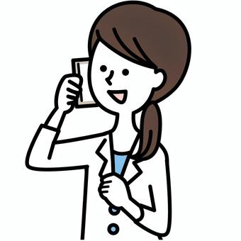 A woman in white dressing (phone) A woman in white dressing (phone)