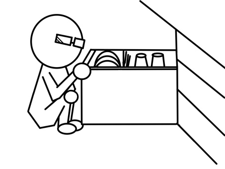 Stickman (glasses) and dishwasher Stickman (glasses) and dishwasher