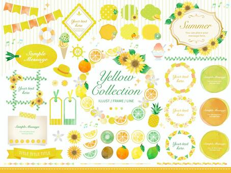 Summer flowers, fruits / watercolor frameset Summer flowers, fruits / watercolor frameset