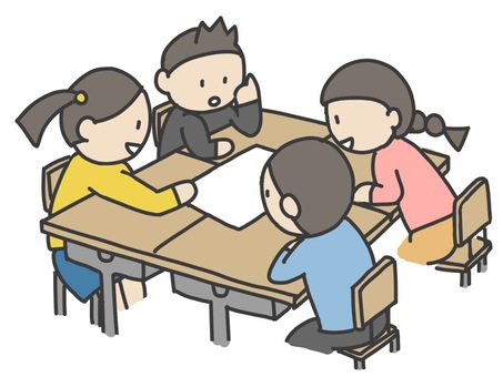 Children studying in groups 2 Children studying in groups 2