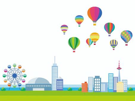Balloon and city Balloon and city