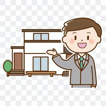 Real estate salesman and new single-family home Real estate salesman and new single-family home