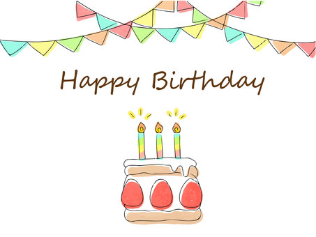 Hand-painted birthday card in pastel colors Hand-painted birthday card in pastel colors