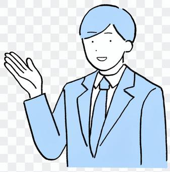 A man in a suit raising one hand A man in a suit raising one hand