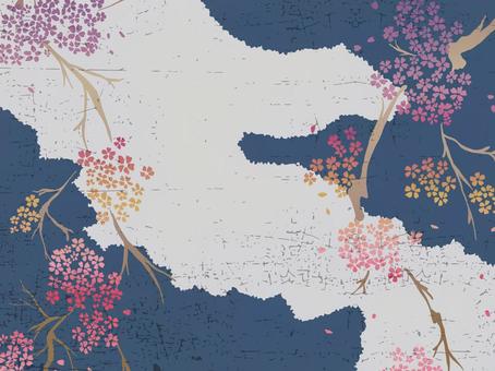 Handwritten cherry blossom pattern background material Handwritten cherry blossom pattern background material