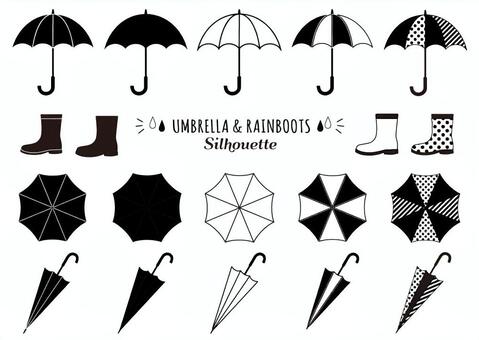 Umbrella and rain boots silhouette Umbrella and rain boots silhouette