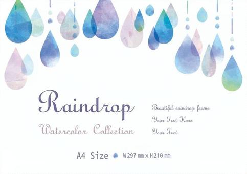 Upper rainwater water drop frame watercolor Upper rainwater water drop frame watercolor