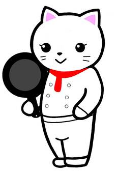 シェフ コック 猫 料理 フライトパン シェフ コック 猫 料理 フライトパン