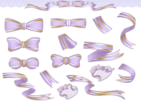 Ribbon illustration material and frame set purple Ribbon illustration material and frame set purple