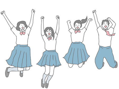 4 junior and senior high school students to jump 4 junior and senior high school students to jump