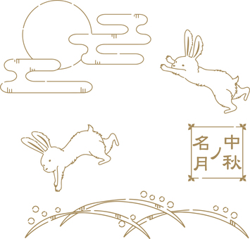 Moon viewing illustration 02 (with line drawing and title) Moon viewing illustration 02 (with line drawing and title)