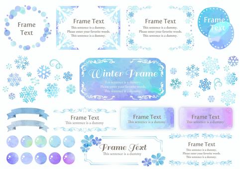 Watercolor material 029 Snow crystal frame Watercolor material 029 Snow crystal frame