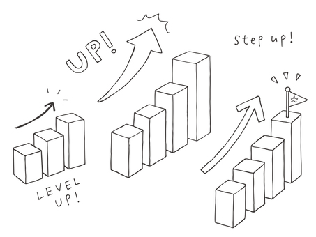 Three-dimensional bar graph illustration handwritten Three-dimensional bar graph illustration handwritten
