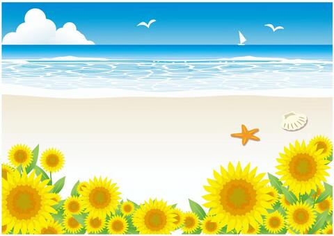 Sun beach and sunflower Sun beach and sunflower
