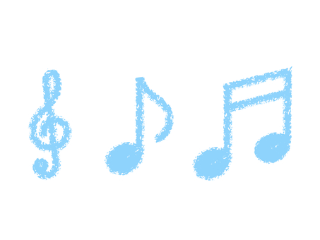 Handwritten treble clef & note set: light blue crayon Handwritten treble clef & note set: light blue crayon