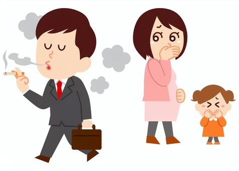 Annoying smoker walking cigarette Annoying smoker walking cigarette