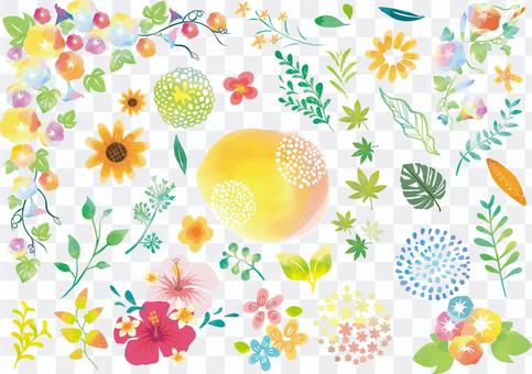 Summer plant watercolor icon set Summer plant watercolor icon set