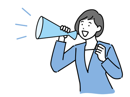 A female office worker calling for "Let's do our best" A female office worker calling for "Let's do our best"