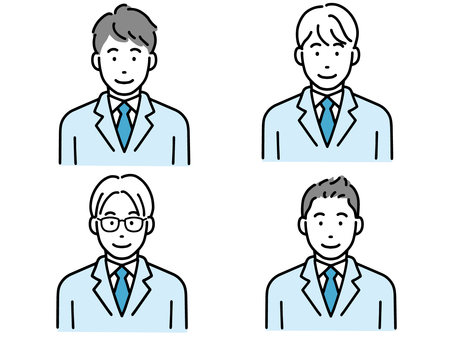A set of various simple male students A set of various simple male students