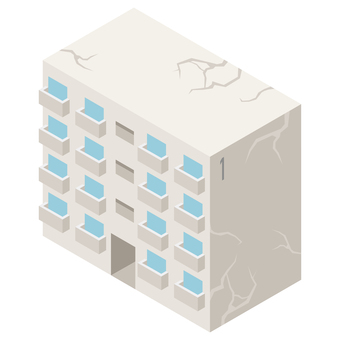 Isometric dilapidated housing complex illustration Isometric dilapidated housing complex illustration