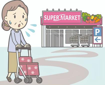 Shopping refugees - a background that is too tired - whole body Shopping refugees - a background that is too tired - whole body