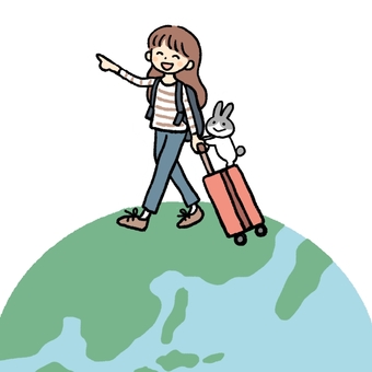A woman and a rabbit traveling the world A woman and a rabbit traveling the world