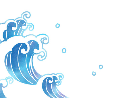 Watercolor Japanese style wave splash Watercolor Japanese style wave splash