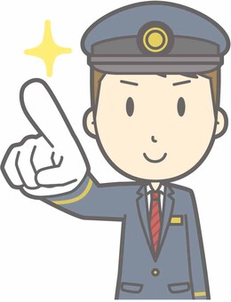 Station staff male a - finger pointing confirmation - bust Station staff male a - finger pointing confirmation - bust